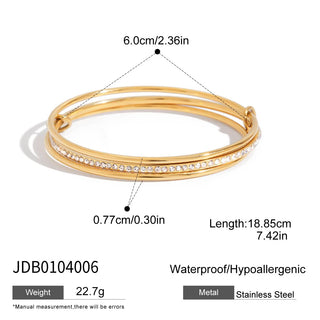 ステンレス304 ニッケルフリー 水に濡れても錆びにくい 18Kゴールドメッキ ブレスレット ジルコニア 【YJ00357】