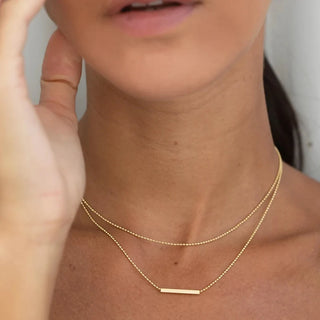 ステンレス304 低ニッケル 水に濡れても錆びにくい 18Kゴールドメッキ ネックレス 2連 チェーン 【YJ03464】