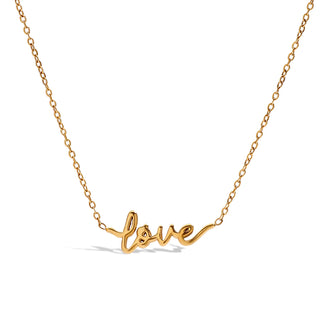 ステンレス304 ニッケルフリー 水に濡れても錆びにくい 18Kゴールドメッキ チェーン ネックレス LOVE【YJ00358】