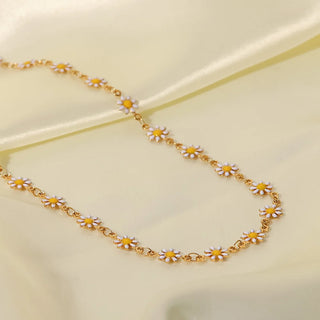 ステンレス304 低ニッケル 水に濡れても錆びにくい 18Kゴールドメッキ ネックレス フラワー 花 【YJ01706】