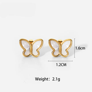 ステンレス304 低ニッケル 水に濡れても錆びにくい 18Kゴールドメッキ ピアス シェル  蝶々 バタフライ 【YJ02569】