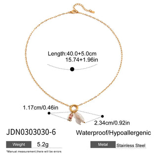ステンレス304 ニッケルフリー 水に濡れても錆びにくい 18Kゴールドメッキ ネックレス パール 誕生石 【YJ00618】