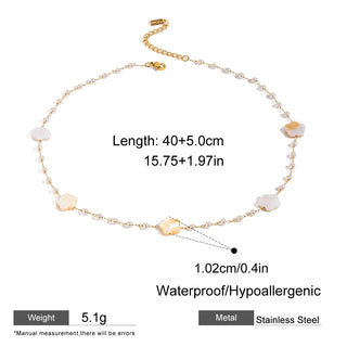 ステンレス304 低ニッケル 水に濡れても錆びにくい 18Kゴールドメッキ ネックレス シェル フラワー 花 【YJ02651】