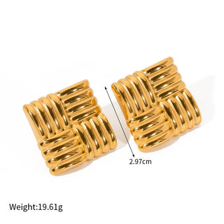 ステンレス304 低ニッケル 水に濡れても錆びにくい 18Kゴールドメッキ ピアス スクエア【YJ03103】