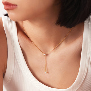ステンレス304 低ニッケル 水に濡れても錆びにくい 18Kゴールドメッキ ネックレス  ジルコニア 【YJ02430】