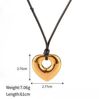 ステンレス304 低ニッケル 水に濡れても錆びにくい 18Kゴールドメッキ ネックレス チャンキー ハート 【YJ02563】