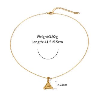 ステンレス304 低ニッケル 水に濡れても錆びにくい 18Kゴールドメッキ ネックレス トライアングル 目 アイ 【YJ02092】