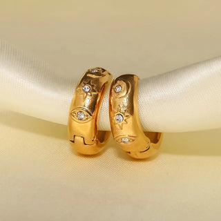 ステンレス304 低ニッケル 水に濡れても錆びにくい 18Kゴールドメッキ ピアス チャンキー フープ 【YJ03614】