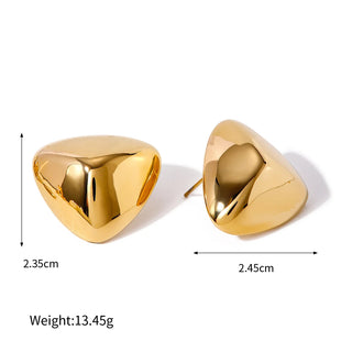 ステンレス304 低ニッケル 水に濡れても錆びにくい 18Kゴールドメッキ ピアス チャンキー トライアングル 【YJ02155】