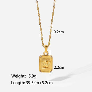 ステンレス304 低ニッケル 水に濡れても錆びにくい 18Kゴールドメッキ ネックレス スクエア 天使 エンジェル【YJ01819】