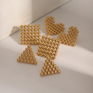ステンレス304 低ニッケル 水に濡れても錆びにくい 18Kゴールドメッキ ピアス トライアングル ハート スクエア【YJ01284】