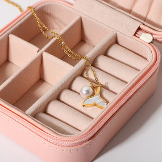 ステンレス304 低ニッケル 水に濡れても錆びにくい 18Kゴールドメッキ ネックレス チェーン シェル マーメイド パール 【YJ01602】