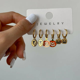ステンレス304 低ニッケル 水に濡れても錆びにくい 18Kゴールドメッキ ピアス ハロウィン 3点セット【YJ03311】