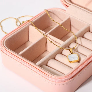 ステンレス304 低ニッケル 水に濡れても錆びにくい 18Kゴールドメッキ ネックレス チェーン シェル  スクエア 【YJ03928】