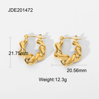 ステンレス304 低ニッケル 水に濡れても錆びにくい 18Kゴールドメッキ ピアス フープ サークル ツイスト 【YJ02515】