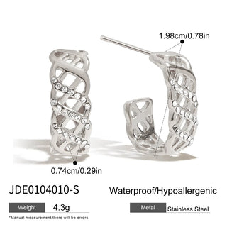 ステンレス304 ニッケルフリー 水に濡れても錆びにくい 18Kゴールドメッキ フープ ピアス  ジルコニア 【YJ00210】