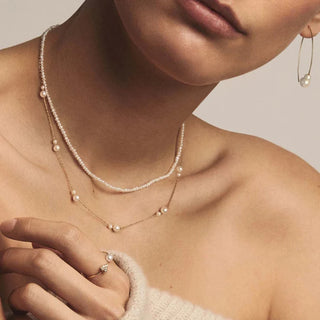ステンレス304 ニッケルフリー 水に濡れても錆びにくい 18Kゴールドメッキ チャーム ネックレス パール 【YJ00675】