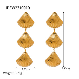 ステンレス304 ニッケルフリー 水に濡れても錆びにくい 18Kゴールドメッキ タッセル ピアス ヒトデ シェル 貝殻 【YJ00770】