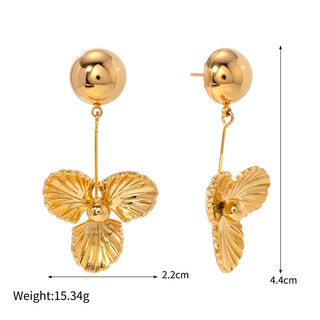 ステンレス304 低ニッケル 水に濡れても錆びにくい 18Kゴールドメッキ ピアス フラワー 花 【YJ01313】