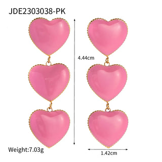 ステンレス304 低ニッケル 水に濡れても錆びにくい 18Kゴールドメッキ ピアス ハート エナメル【YJ02082】