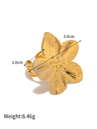 ステンレス304 低ニッケル 水に濡れても錆びにくい 18Kゴールドメッキ リング フラワー 花 【YJ02368】