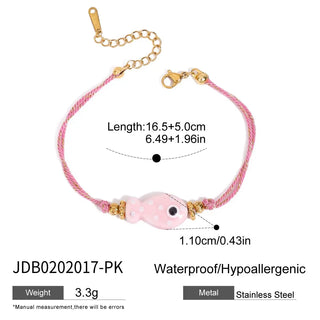 ステンレス304 低ニッケル 水に濡れても錆びにくい 18Kゴールドメッキ ブレスレット 魚 フィッシュ【YJ01172】