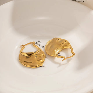 ステンレス304 低ニッケル 水に濡れても錆びにくい 18Kゴールドメッキ ピアス チャンキー フープ 【YJ02943】