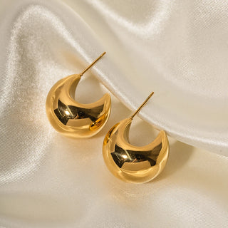ステンレス304 低ニッケル 水に濡れても錆びにくい 18Kゴールドメッキ ピアス チャンキー フープ 【YJ03506】