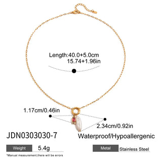 ステンレス304 ニッケルフリー 水に濡れても錆びにくい 18Kゴールドメッキ ネックレス パール 誕生石 【YJ00618】