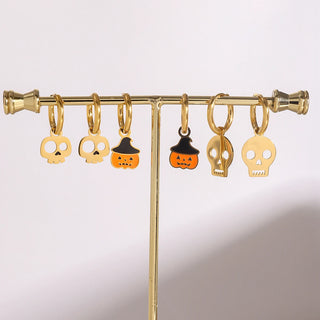 ステンレス304 低ニッケル 水に濡れても錆びにくい 18Kゴールドメッキ ピアス ハロウィン 3点セット【YJ03313】