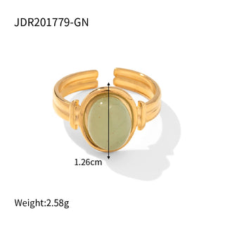 ステンレス304 低ニッケル 水に濡れても錆びにくい 18Kゴールドメッキ リング オーバル【YJ03669】