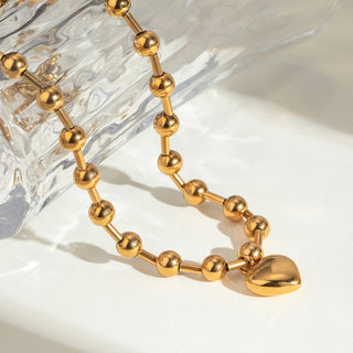ステンレス304 低ニッケル 水に濡れても錆びにくい 18Kゴールドメッキ ネックレス チェーン ハート 【YJ02375】