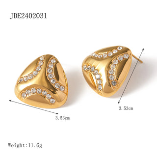 ステンレス304 低ニッケル 水に濡れても錆びにくい 18Kゴールドメッキ ピアス トライアングル ハート ジルコニア オーバル【YJ02281】