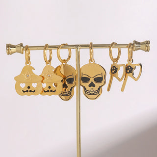 ステンレス304 低ニッケル 水に濡れても錆びにくい 18Kゴールドメッキ ピアス ハロウィン 3点セット【YJ03312】