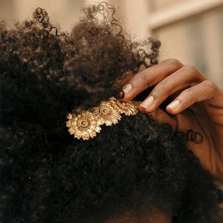 ステンレス304 低ニッケル 水に濡れても錆びにくい 18Kゴールドメッキ ヘアアクセサリー フラワー 花 【YJ02831】