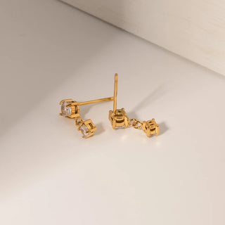ステンレス304 低ニッケル 水に濡れても錆びにくい 18Kゴールドメッキ ピアス ジルコニア 【YJ02363】
