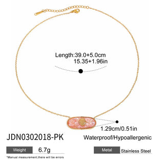 ステンレス304 ニッケルフリー 水に濡れても錆びにくい 18Kゴールドメッキ ネックレス シェル 貝殻 エナメル 【YJ00983】