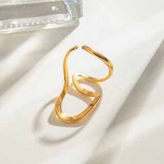 ステンレス304 低ニッケル 水に濡れても錆びにくい 18Kゴールドメッキ リング 【YJ03124】