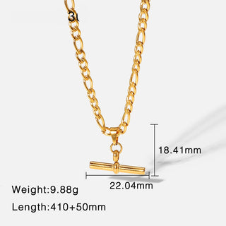 ステンレス304 低ニッケル 水に濡れても錆びにくい 18Kゴールドメッキ ネックレス チェーン Tバー 【YJ03460】