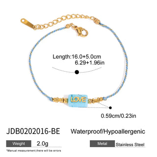 ステンレス304 低ニッケル 水に濡れても錆びにくい 18Kゴールドメッキ ブレスレット LOVE【YJ01174】