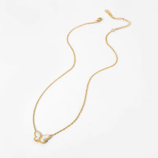 ステンレス304 低ニッケル 水に濡れても錆びにくい 18Kゴールドメッキ ネックレス チェーン 蝶々 バタフライ 【YJ01586】