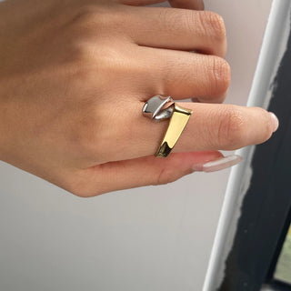 ステンレス304 ニッケルフリー 水に濡れても錆びにくい 18Kゴールドメッキ リング 【YJ00981】