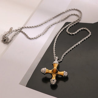 ステンレス304 ニッケルフリー 水に濡れても錆びにくい チェーン ネックレス クロス 天然石風ストーン 【YJ00112】