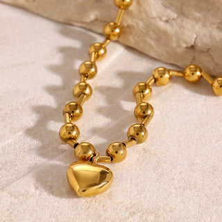 ステンレス304 低ニッケル 水に濡れても錆びにくい 18Kゴールドメッキ ネックレス チェーン ハート 【YJ01581】