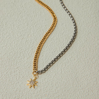 ステンレス304 ニッケルフリー 水に濡れても錆びにくい 18Kゴールドメッキ チェーン ネックレス スター 星 【YJ00833】