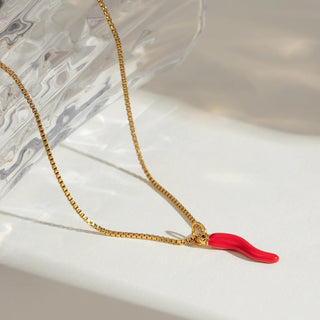 ステンレス304 低ニッケル 水に濡れても錆びにくい 18Kゴールドメッキ ネックレス チェーン エナメル 【YJ02650】