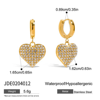 ステンレス304 ニッケルフリー 水に濡れても錆びにくい 18Kゴールドメッキ ピアス  ハート ジルコニア 【YJ00235】