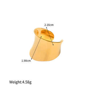 ステンレス304 ニッケルフリー 水に濡れても錆びにくい 18Kゴールドメッキ チャンキー リング 【YJ00379】
