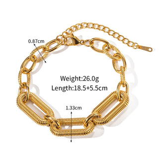 ステンレス304 低ニッケル 水に濡れても錆びにくい 18Kゴールドメッキ ブレスレット チェーン 【YJ02568】