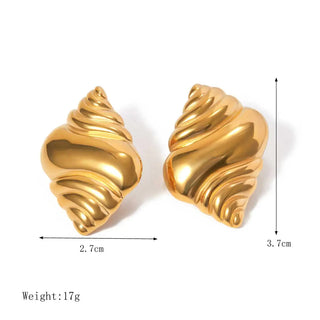 ステンレス304 低ニッケル 水に濡れても錆びにくい 18Kゴールドメッキ ピアス チャンキー 【YJ02312】